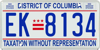 DC license plate EK8134