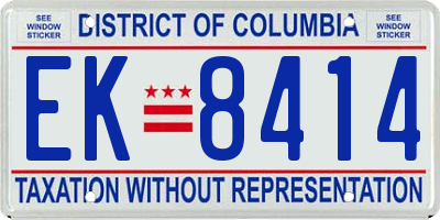 DC license plate EK8414
