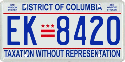 DC license plate EK8420