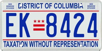 DC license plate EK8424