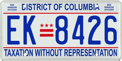DC license plate EK8426