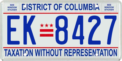 DC license plate EK8427