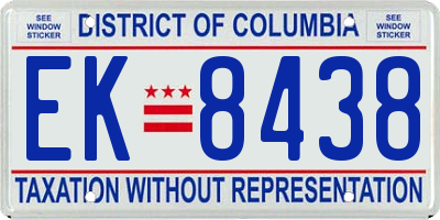 DC license plate EK8438