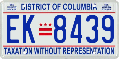 DC license plate EK8439
