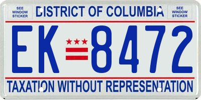 DC license plate EK8472