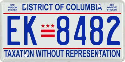 DC license plate EK8482