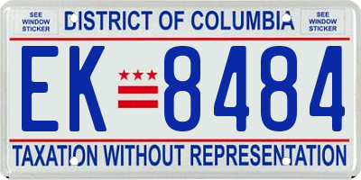 DC license plate EK8484