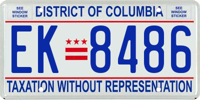 DC license plate EK8486