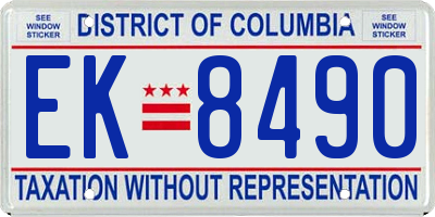 DC license plate EK8490