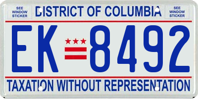 DC license plate EK8492