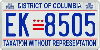DC license plate EK8505