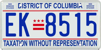 DC license plate EK8515