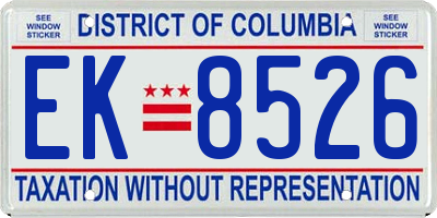 DC license plate EK8526