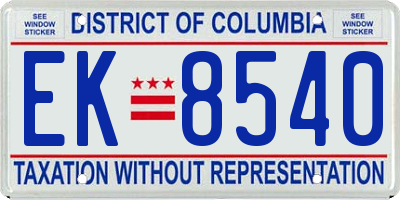 DC license plate EK8540
