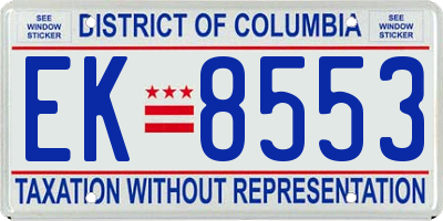 DC license plate EK8553