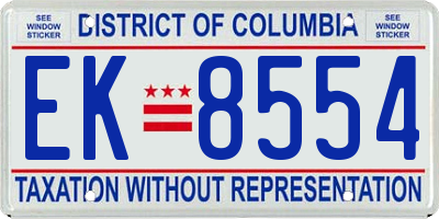 DC license plate EK8554