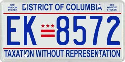 DC license plate EK8572