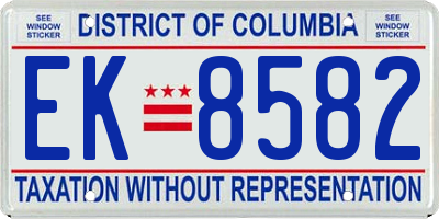 DC license plate EK8582