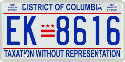 DC license plate EK8616