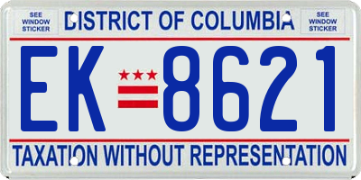 DC license plate EK8621