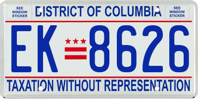 DC license plate EK8626