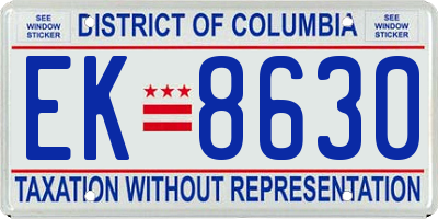 DC license plate EK8630