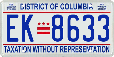 DC license plate EK8633