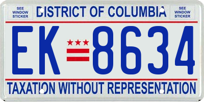 DC license plate EK8634