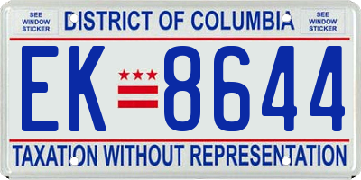 DC license plate EK8644