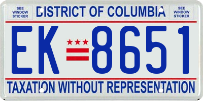 DC license plate EK8651