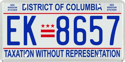 DC license plate EK8657