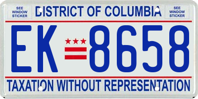 DC license plate EK8658