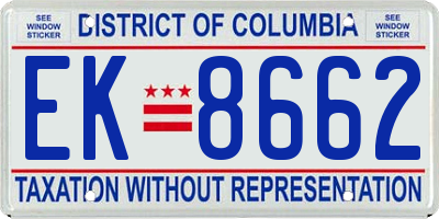 DC license plate EK8662