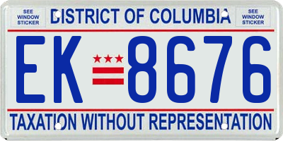 DC license plate EK8676