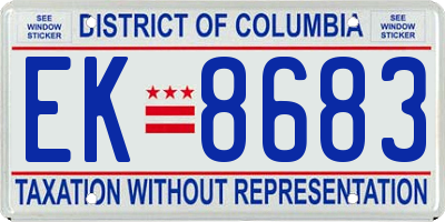 DC license plate EK8683