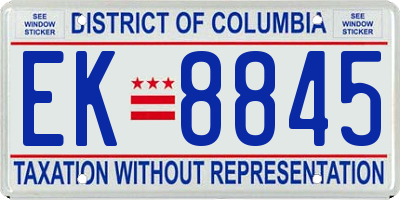 DC license plate EK8845