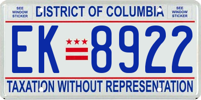 DC license plate EK8922