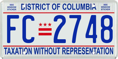 DC license plate FC2748