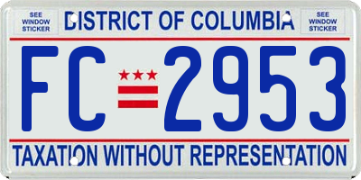 DC license plate FC2953