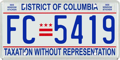 DC license plate FC5419