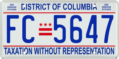 DC license plate FC5647