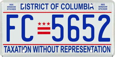 DC license plate FC5652