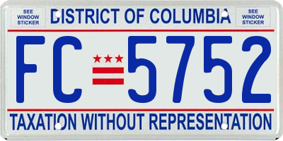 DC license plate FC5752