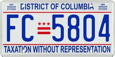 DC license plate FC5804