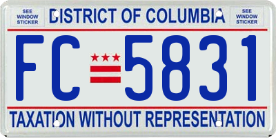 DC license plate FC5831