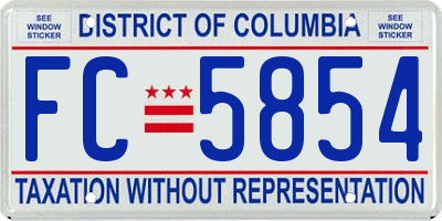 DC license plate FC5854