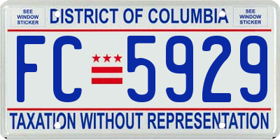 DC license plate FC5929