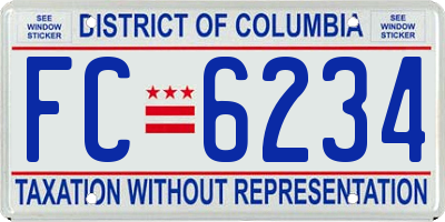 DC license plate FC6234