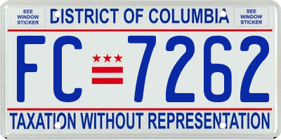 DC license plate FC7262