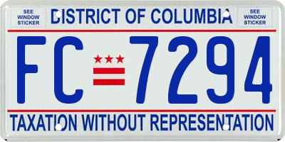 DC license plate FC7294